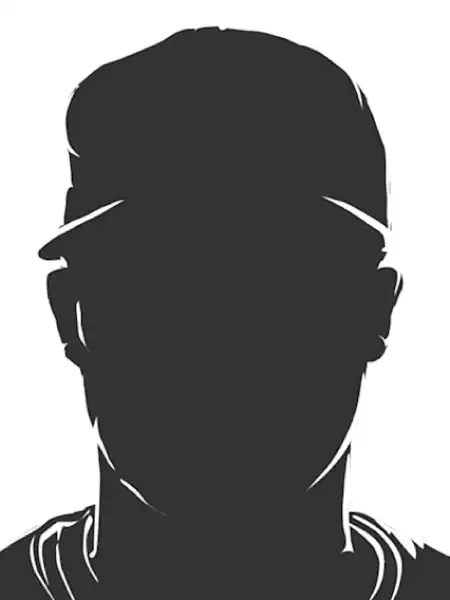 A silhouette of a baseball player wearing a cap.